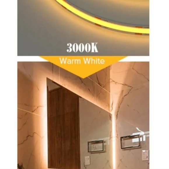 KQO FCOB LED Strip Lights (Warm White 3000K Dc24V),90Ra 8Mm Width 9.84FT / 3M - Picture 11 of 14
